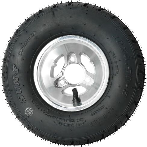 عجلة Go Kart مقاس 10x4.50-5 مع إطار مطر حافة، 3 مسامير مقاس 5 بوصات إطار 4PR بدون أنبوب لمركبة ATV UTV Drift Trike Buggy Golf Cart Karting Quad Bike Buggy Snowmobile Mini Bikes (مجموعة من 4) in Kuwait