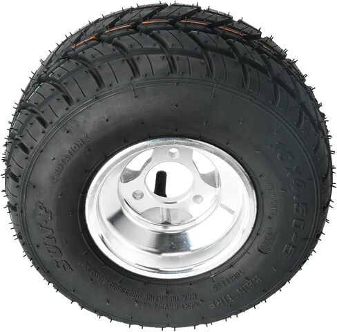 عجلة Go Kart مقاس 10x4.50-5 مع إطار مطر حافة، 3 مسامير مقاس 5 بوصات إطار 4PR بدون أنبوب لمركبة ATV UTV Drift Trike Buggy Golf Cart Karting Quad Bike Buggy Snowmobile Mini Bikes (مجموعة من 4) in Kuwait