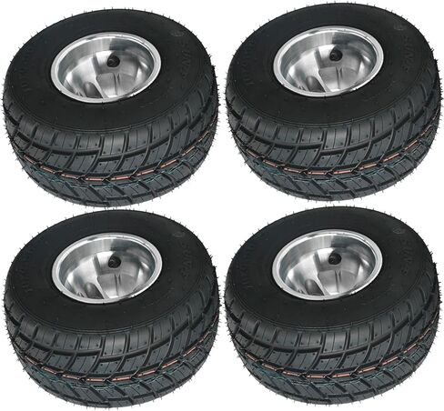 عجلة Go Kart مقاس 10x4.50-5 مع إطار مطر حافة، 3 مسامير مقاس 5 بوصات إطار 4PR بدون أنبوب لمركبة ATV UTV Drift Trike Buggy Golf Cart Karting Quad Bike Buggy Snowmobile Mini Bikes (مجموعة من 4) in Kuwait