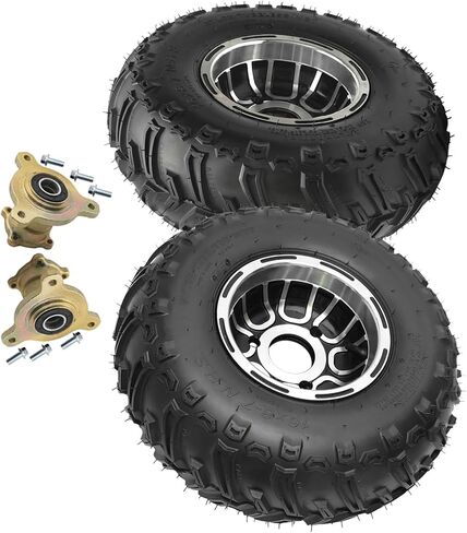 مجموعة عجلات ومحاور إطارات مقاس 16 × 8-7، إطارات نايلون مثبتة مسبقًا بإطارات ألومنيوم مقاس 7 بوصات و3 مسامير، Go Kart ATV UTV Drift Trike Golf Cart Lawn Mowers Mini Bikes Off-Road Powersports (فضي) in Kuwait