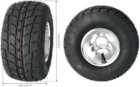 4 Sets 5" Go-Kart Tire & Wheel Set - 10x4.50-5 Front & 11x7.10-5 Rear Rain Tires on 3-Lug Rims with Hubs & Steering Knuckles for Racing, Drift Trike, Mini Bike, ATV in Saudi Arabia