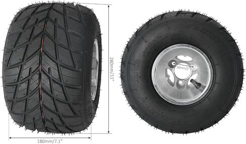 4 Sets 5" Go-Kart Tire & Wheel Set - 10x4.50-5 Front & 11x7.10-5 Rear Rain Tires on 3-Lug Rims with Hubs & Steering Knuckles for Racing, Drift Trike, Mini Bike, ATV in Saudi Arabia
