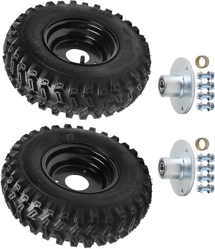 13x4.10-6 ATV Go Kart Tire and Wheel Assembly, 4PR Tubeless Tires with 6 Inch Rims 3-Stud, Universal Wheel Set for Go Kart ATV UTV Drift Trike Buggy (Front Wheel Hubs & Steering Spindles) in Saudi Arabia