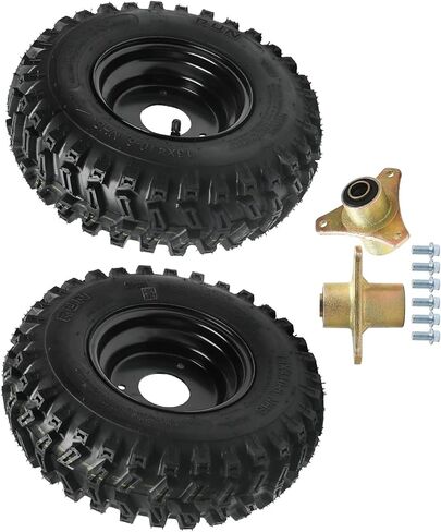 13x4.10-6 ATV Go Kart Tire and Wheel Assembly Set, 4PR Tubeless Tires with 6" Rims & 3-Stud Wheel Hubs for Go Kart ATV UTV Drift Trike Golf Cart Quad Buggy (15mm Bearing Front Wheel Hubs) in Saudi Arabia
