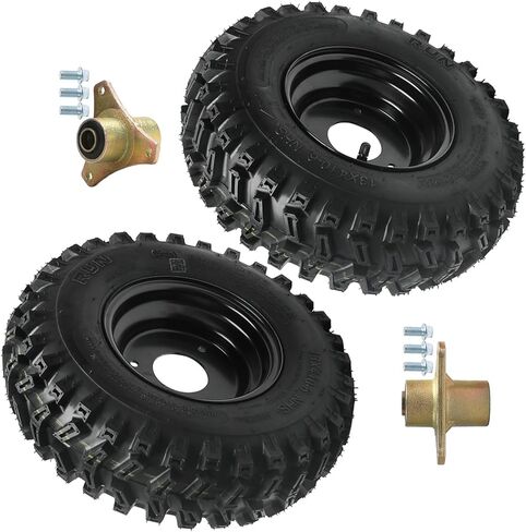 مجموعة إطارات وعجلات ATV Go Kart مقاس 13 × 4.10-6، إطارات 4PR بدون أنابيب مع إطارات 6 بوصات ومحاور عجلات ثلاثية المسامير لعربة الغولف Go Kart ATV UTV Drift Trike Quad Buggy (محاور العجلات الأمامية بمحمل 15 مم) in Kuwait