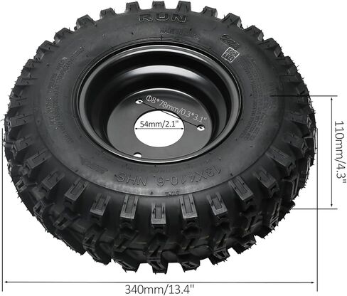 13x4.10-6 ATV Go Kart Tire and Wheel Assembly Set, 4PR Tubeless Tires with 6" Rims & 3-Stud Wheel Hubs for Go Kart ATV UTV Drift Trike Golf Cart Quad Buggy (15mm Bearing Front Wheel Hubs) in Saudi Arabia
