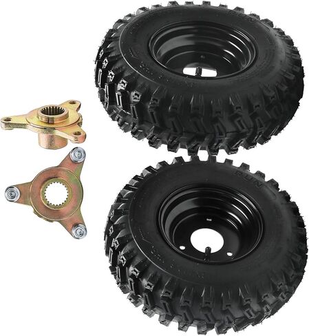 13x4.10-6 ATV Go Kart Tire and Wheel Assembly Set, 4PR Tubeless Tires with 6" Rims & 3-Stud Wheel Hubs for Go Kart ATV UTV Drift Trike Golf Cart Quad Buggy (15mm Bearing Front Wheel Hubs) in Saudi Arabia