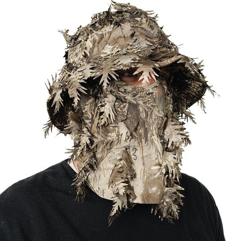 QuikCamo Men’s Realtree Max-1 3D Leafy Camo Bucket Hat with Built-in Face Mask for Turkey Hunting - Adjustable Size in Saudi Arabia