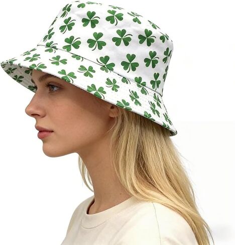 St. Patrick's Day Hats Unisex Bucket Clover Sun Reversible Green Fisherman Hat for St. Patrick's Day Accessories in Saudi Arabia