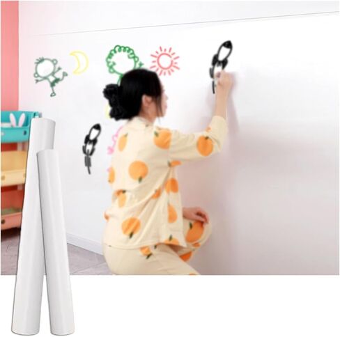 Self-Adhesive Writing Board Film Self Adhesive Dry Erase White Board Paper Roll Electrostatic Adsorption Peel and Stick Wall Stickers Multiple Sizes(17.8x196.9IN(0.45x5m)) in Saudi Arabia