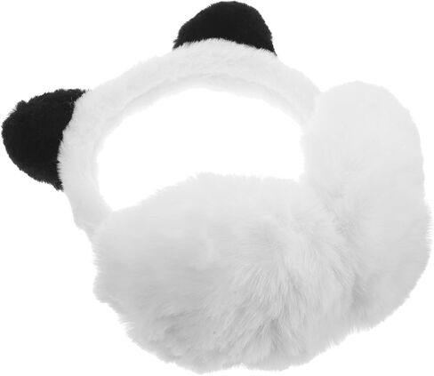 Plush Panda Earmuffs White Foldable Winter Ear Warmers Thickened Soft Ear Muffs for Boys Cold Weather Accessories in Saudi Arabia