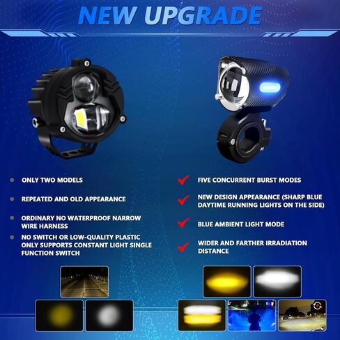 Windance 2PCS أضواء القيادة LED 5 أوضاع ضوء مساعد DRL فائق السطوع مع دعامات تثبيت التبديل للدراجات النارية سكوتر ATV UTV قارب شاحنة جرار، 120W 18000LM DC 9-30V in Saudi Arabia