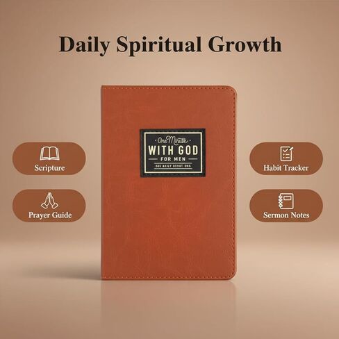 One Minute with God for Men, 365 Days of Daily Prayer Brown Book, Bible Prayer Tracking Diary, 2026 Mens Daily Devotional and Prayer Journal, Premium Leather Cover in Saudi Arabia