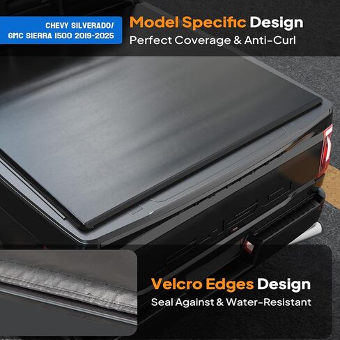 TUFFIOM Soft Roll-Up Truck Bed Tonneau Cover Compatible for Chevy Silverado&GMC Sierra 1500 (2019-2025) 5.8ft (69.3") Pickup Bed Covers on Top w/LED Light & Sealing Weather Stripping in Saudi Arabia
