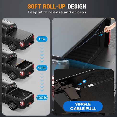 TUFFIOM Soft Roll-Up Truck Bed Tonneau Cover Compatible for Chevy Silverado&GMC Sierra 1500 (2019-2025) 5.8ft (69.3") Pickup Bed Covers on Top w/LED Light & Sealing Weather Stripping in Saudi Arabia