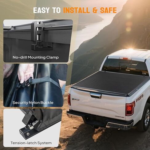 TUFFIOM Soft Roll-Up Truck Bed Tonneau Cover Compatible for Chevy Silverado&GMC Sierra 1500 (2019-2025) 5.8ft (69.3") Pickup Bed Covers on Top w/LED Light & Sealing Weather Stripping in Saudi Arabia