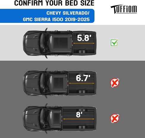 TUFFIOM Soft Roll-Up Truck Bed Tonneau Cover Compatible for Chevy Silverado&GMC Sierra 1500 (2019-2025) 5.8ft (69.3") Pickup Bed Covers on Top w/LED Light & Sealing Weather Stripping in Saudi Arabia
