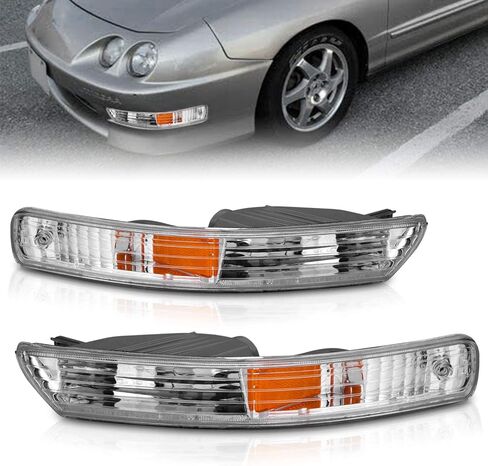 AmeriLite for 1994-1997 Acura Integra Euro Chrome Replacement Bumper Parking Lights Pair - Passenger and Driver Side in Saudi Arabia