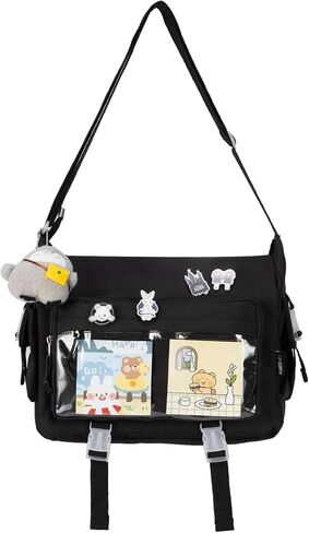 حقيبة Kawaii Crossbody Ita للنساء مع دبوس وبطريق قطيفة، حقيبة ساعي لطيفة حقيبة كروس يابانية Y2K in Kuwait