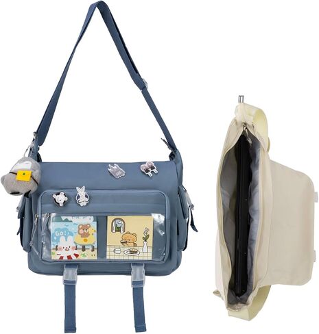 حقيبة Kawaii Crossbody Ita للنساء مع دبوس وبطريق قطيفة، حقيبة ساعي لطيفة حقيبة كروس يابانية Y2K in Kuwait