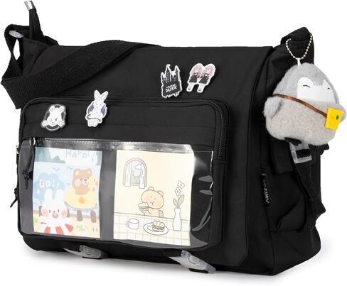 حقيبة Kawaii Crossbody Ita للنساء مع دبوس وبطريق قطيفة، حقيبة ساعي لطيفة حقيبة كروس يابانية Y2K in Kuwait