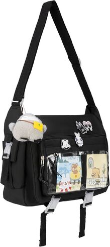 حقيبة Kawaii Crossbody Ita للنساء مع دبوس وبطريق قطيفة، حقيبة ساعي لطيفة حقيبة كروس يابانية Y2K in Kuwait