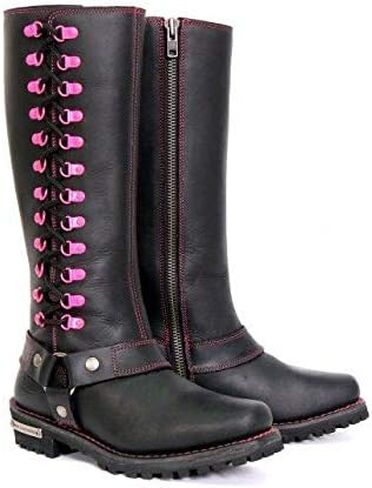 Hot Leathers BTL1006 حذاء جلد أسود بطول الركبة مقاس 14 بوصة مع مدخل بسحاب جانبي - 8 in Saudi Arabia
