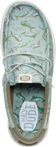 حذاء HEYDUDE الرجالي Wally Bluewater Iceberg Green مقاس 13 سهل الارتداء، قماش خفيف الوزن مسامي مع احتكاك مقاوم للانزلاق للارتداء اليومي in Saudi Arabia