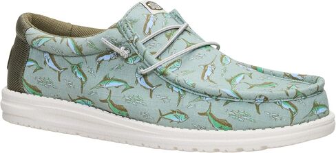 حذاء HEYDUDE الرجالي Wally Bluewater Iceberg Green مقاس 13 سهل الارتداء، قماش خفيف الوزن مسامي مع احتكاك مقاوم للانزلاق للارتداء اليومي in Saudi Arabia