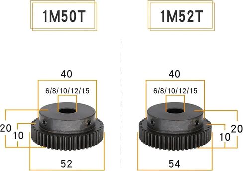 Pinion Gear 1M-50T/52T/54T/55T/56T/58T SC45#Carbon Steel Bore 6/8/10/12/15 Mm 1Pcs(8 mm,52 Teeth) in Saudi Arabia
