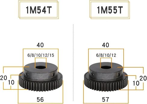 Pinion Gear 1M-50T/52T/54T/55T/56T/58T SC45#Carbon Steel Bore 6/8/10/12/15 Mm 1Pcs(8 mm,52 Teeth) in Saudi Arabia