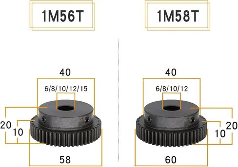 Pinion Gear 1M-50T/52T/54T/55T/56T/58T SC45#Carbon Steel Bore 6/8/10/12/15 Mm 1Pcs(8 mm,52 Teeth) in Saudi Arabia