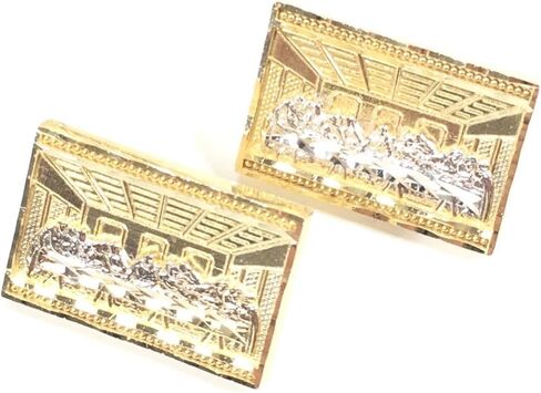 21 MM WIDE DIAMOND-CUT RECTANGLE APOSTLES JESUS LAST SUPPER STUD EARRINGS REAL10K YELLOW GOLD SG6225 in Saudi Arabia