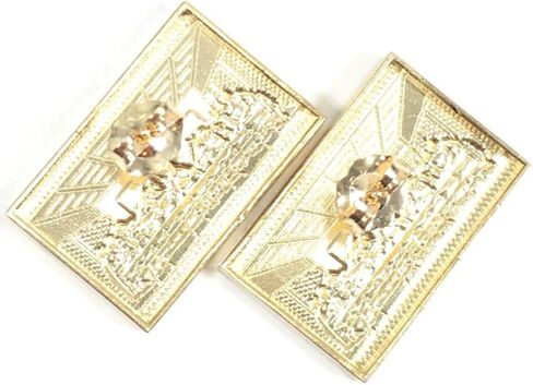 21 MM WIDE DIAMOND-CUT RECTANGLE APOSTLES JESUS LAST SUPPER STUD EARRINGS REAL10K YELLOW GOLD SG6225 in Saudi Arabia
