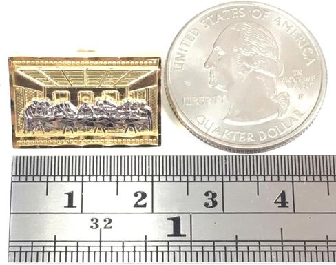21 MM WIDE DIAMOND-CUT RECTANGLE APOSTLES JESUS LAST SUPPER STUD EARRINGS REAL10K YELLOW GOLD SG6225 in Saudi Arabia