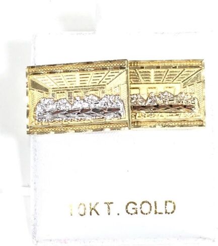 21 MM WIDE DIAMOND-CUT RECTANGLE APOSTLES JESUS LAST SUPPER STUD EARRINGS REAL10K YELLOW GOLD SG6225 in Saudi Arabia