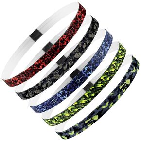 Thin Sports Headbands for Women, Men & Kids - 5 Pack Elastic Skinny Sweatbands, No-Slip Soft Hair Bands for Running, Workout, Yoga, Tennis, Basketball, Soccer, Football - Black in Kuwait