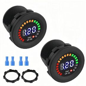 2PCS DC12V Battery Voltage Meter, LED Digital Display Car Voltmeter, IP65 Waterproof Voltage Tester Gauge for Automotive Boat Motorcycle Truck RV in Kuwait