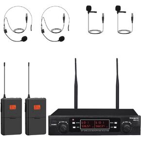 innopow 200-Channel Wireless Lavalier Microphone, Dual UHF Bodypack Cordless Lavalier Mic System Set, Auto Scan, Long Range 200-240Ft, 16 Hours Use Ideal for Speaking, Classroom 2023 333B… in Kuwait