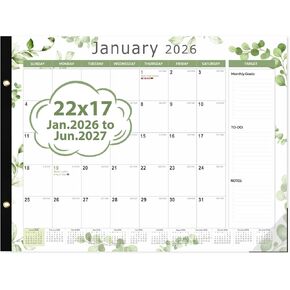 2026 Desk Calendar 22'' x 17'', Large Monthly Desktop Calendar, 18 Months Desk Pad (Jan. 2026 - Jun. 2027) for Home School Office Supplies in Kuwait