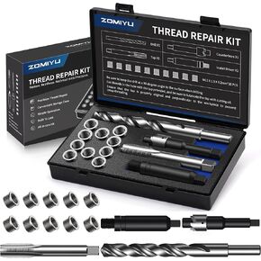 طقم إصلاح الخيوط المترية M6x1.0، مع مثقاب HSS، وصنبور HSS، وعداد، ومحرك التثبيت، M6x1.0MM 10 قطع 304 إدراجات من الفولاذ المقاوم للصدأ (طول 9.4 مم) in Kuwait