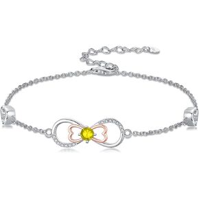 Infinity Birthstone Charm Link Bracelet 925 Sterling Silver Infinity Bracelet with 12 Months Birthstone Birthday Jewelry Gifts for Women Mom Her,Chain Length 7"+2" Extend in Kuwait