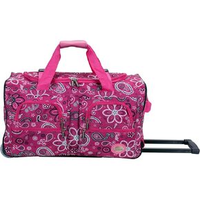 Rockland Rolling Duffel Bag, Pink Bandana, 22-Inch in Kuwait