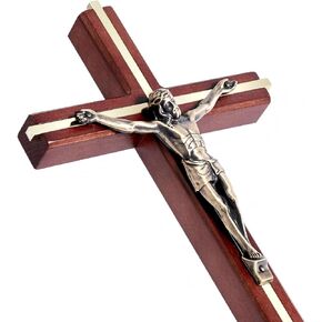صليب SISSIDA للجدار، صلبان خشبية كاثوليكية مصنوعة يدويًا لتزيين الحائط، 10 بوصة، بني + ذهبي in Kuwait