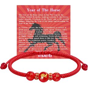 2026 Chinese New Year of Horse Rope Beaded Bracelets for Women Men, Gift Card Chinese Zodiac Animal Origin Handwoven Braided Adjustable String Charm Bracelet Good Luck Corded Jewelry Gifts in Saudi Arabia