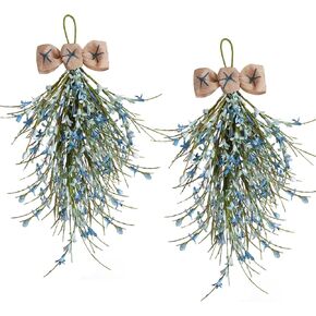 Bibelot Forsythia Spring Teardrop Swag، قطعتان من قطعتين من الزهور الاصطناعية للربيع والصيف مع قوس لباب الحائط ونافذة ديكور المنزل للزفاف (أحمر) in Kuwait