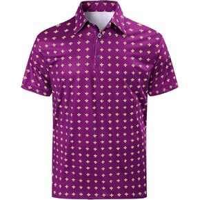 Funny World Men's Mardi Gras Golf Shirt Moisture Wicking Polo Short Sleeve Performance Quick-Dry Shirts in Kuwait
