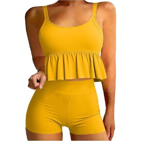 Womens Two Piece High Waisted Swimsuits Ruffle Tummy Control Bathing Suits Tankini Ruched Bathing Suit Swimwear 2026 in Kuwait