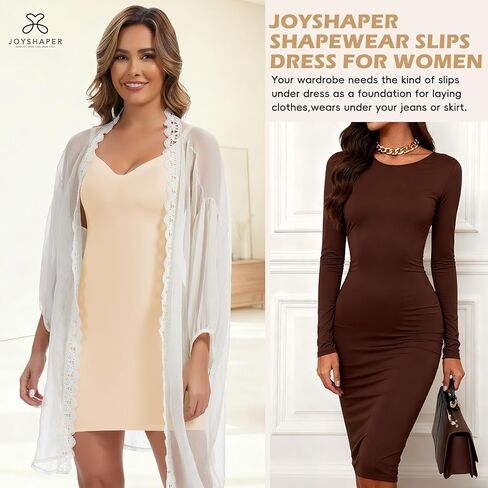 ملابس داخلية من JOYSHAPER لفستان تحتي منزلق برقبة على شكل حرف V وتحكم في البطن، فساتين ملابس داخلية كاملة الانزلاق in Kuwait