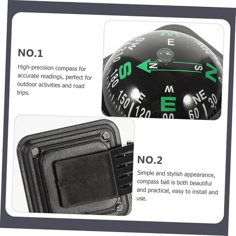 Vaguelly Adjustable Automotive Compass Ball for Car and Boat Dashboard Navigation Abs Acrylic Surface Mount Car Compass for Accurate Direction Guidance in Saudi Arabia